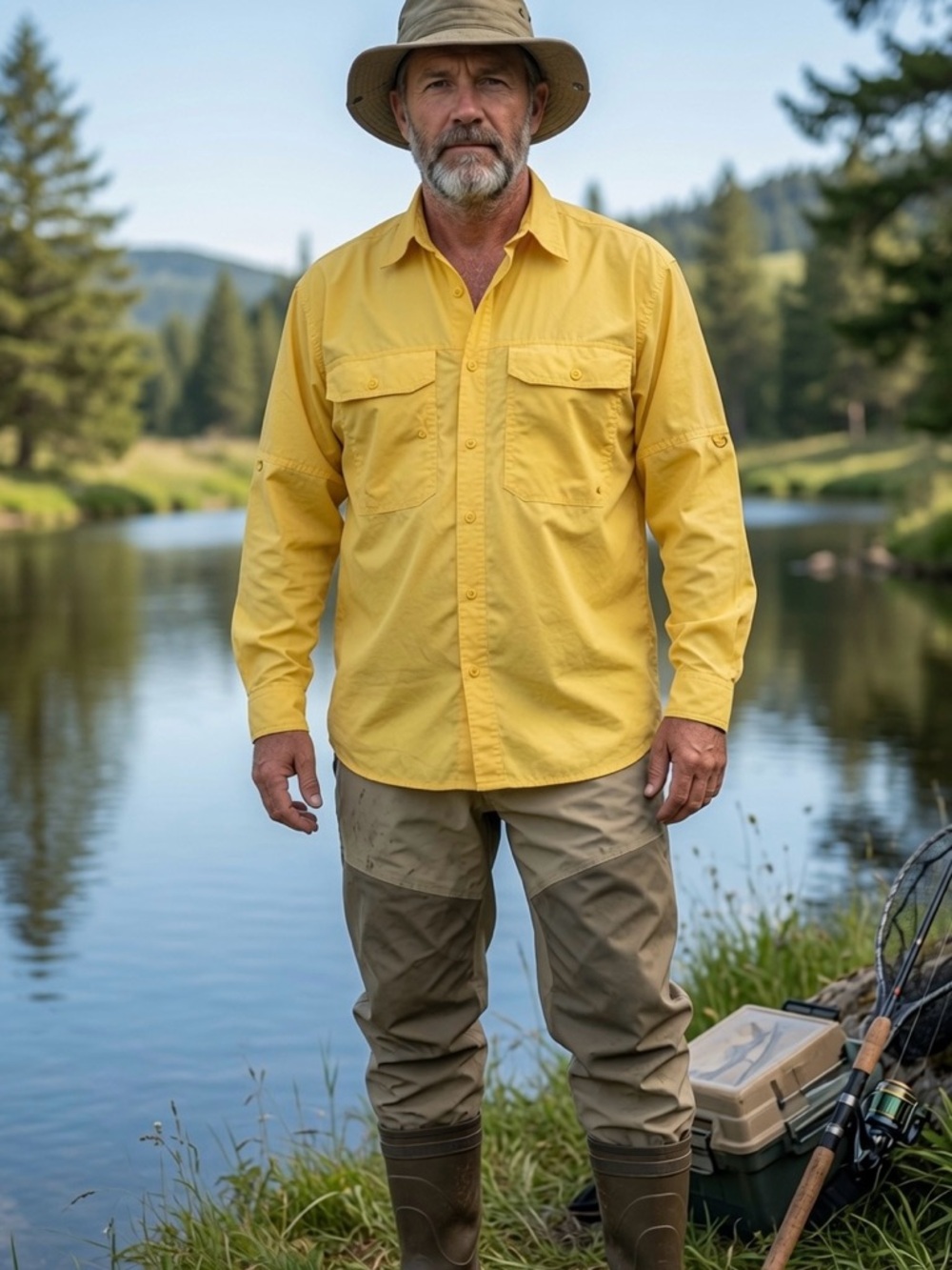 Eddie Bauer men's Lightweight Yellow Fishing Shirt sz xxl
